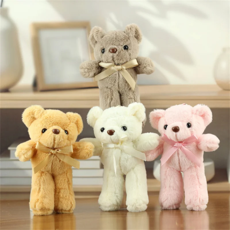 15Cm Solid Color Plush Standing Doll Small Bear Bag Pendant DIY Wedding Gift Box Keychain 4 Colors Available
