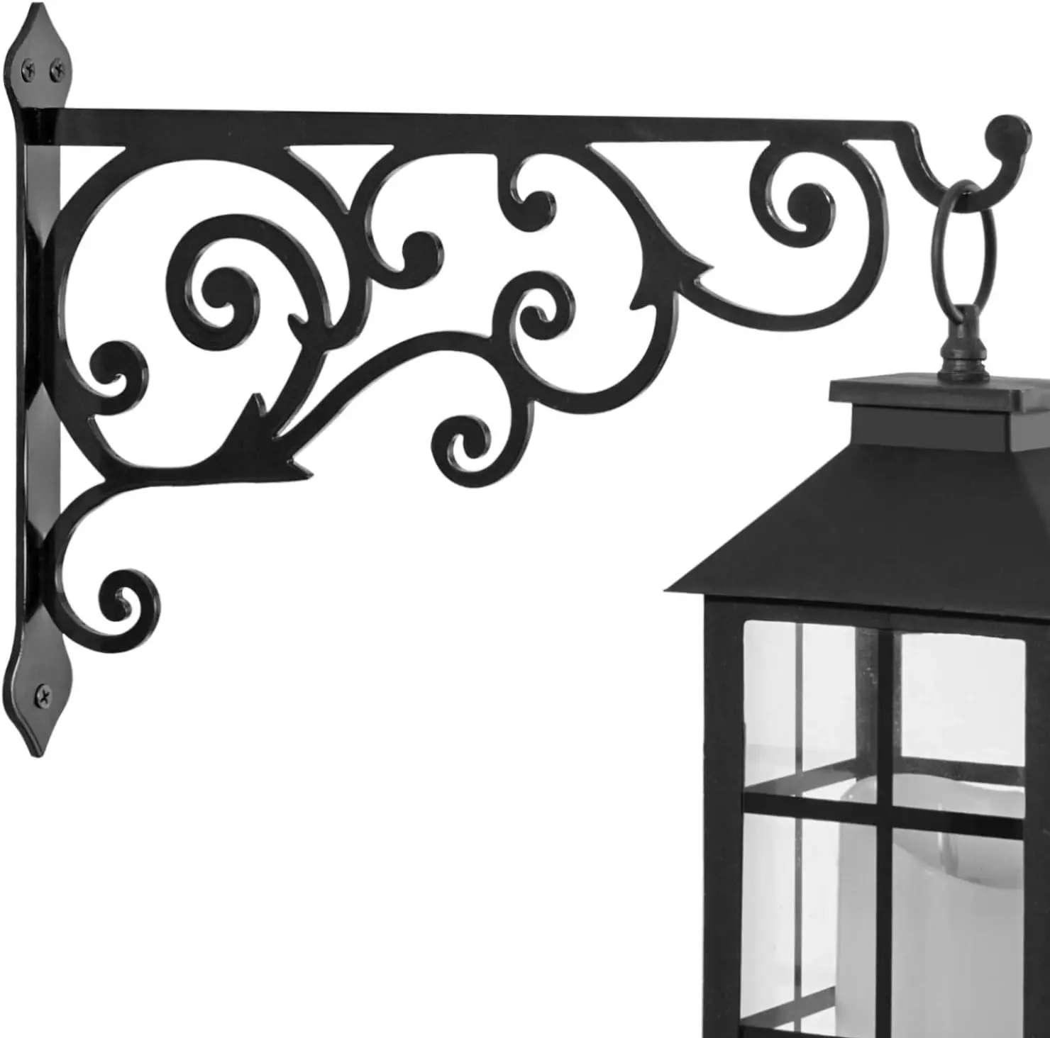 

14-дюймовый черный металлический настенный кронштейн для подвешивания корзин с растениями, фонарей, кормушек для птиц, декоративных табличек