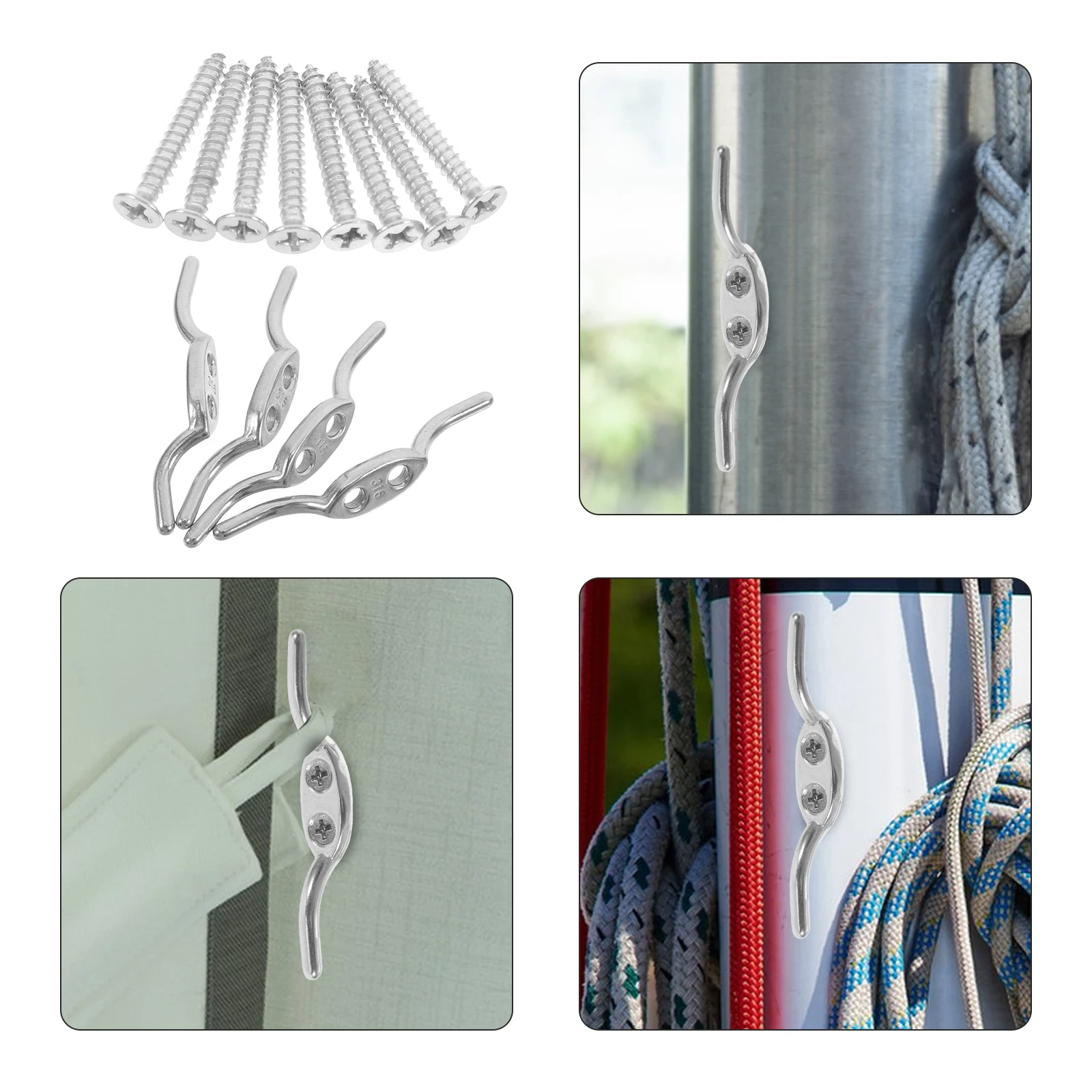

4Pcs Stainless Steel Blind Cord Hooks Wall Mount Easy Install Window Blind Cord Winder Holder Organizers for Curtains Rope