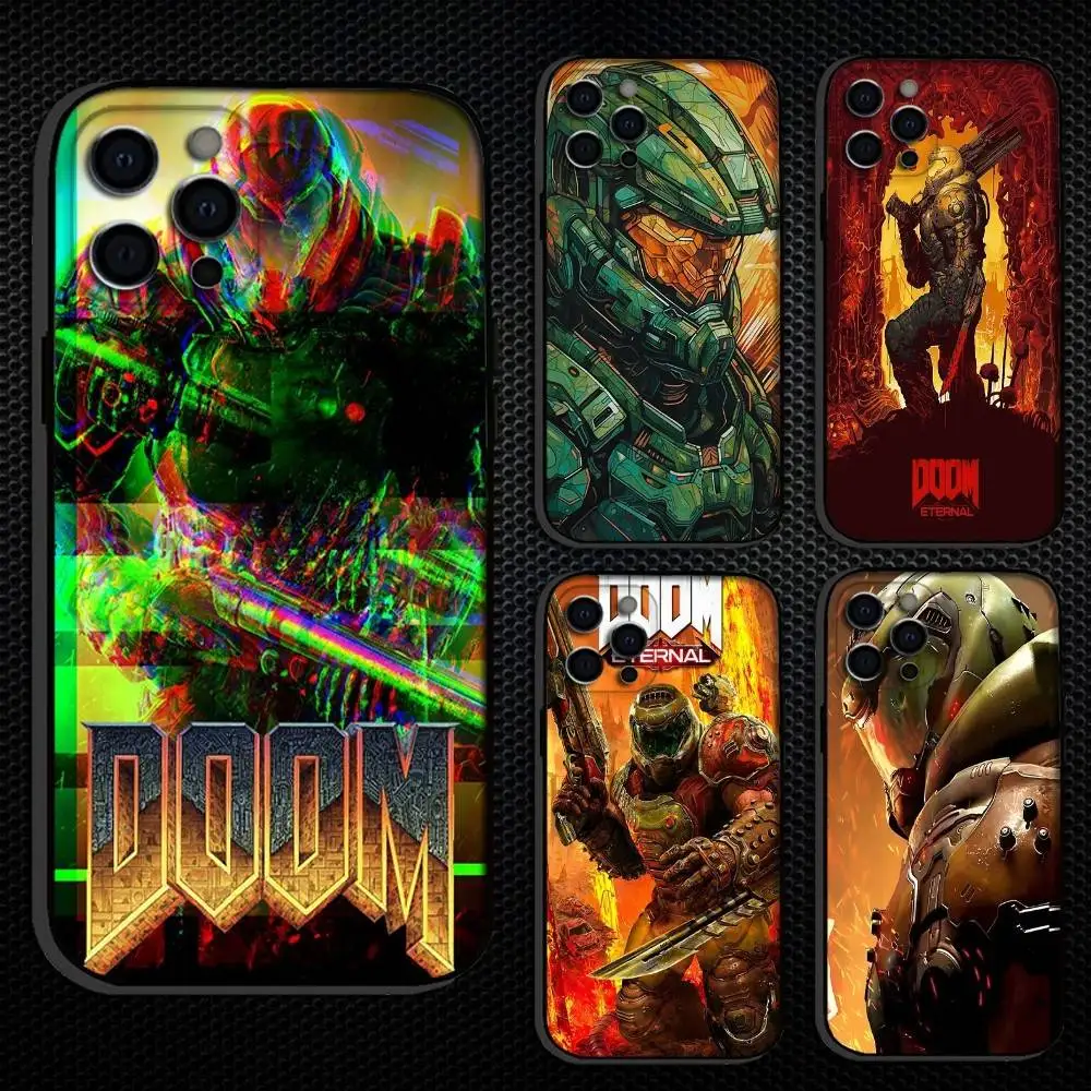 

D-Dooms Game Phone Case For iPhone 16,15,14,13,12,11 Plus,Pro Max, Others Soft Black Cover