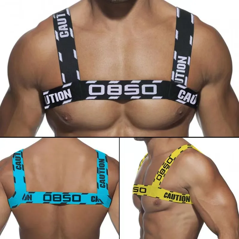 

Fitness Shoulder Belt for Men - Slimming Nylon Elastic Chest Strap (Black/Blue), Workout Waist Trainer & Back Support