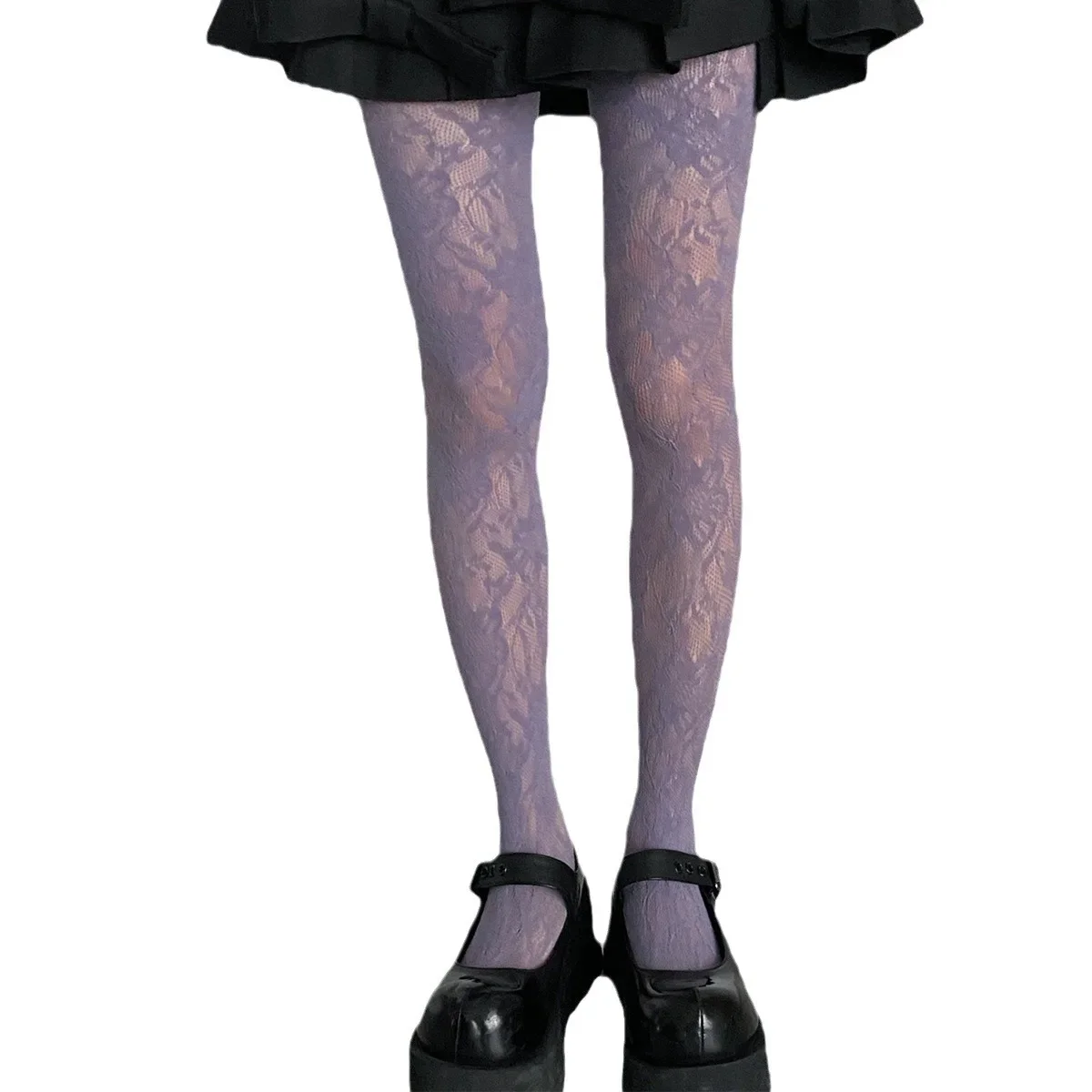 Flowers and Flower Vines Fishnet Stockings Thin Hollowed-out Lace Tights Red Black Blue Pink White Pantyhose JK Internet Celebri