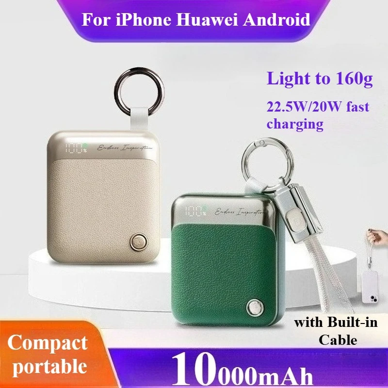 

10000mAh Portable PowerBank With Cable Fast Charging Ultra-thin and Large Capacity with Built-in Cable Battery for IPhone Huawei