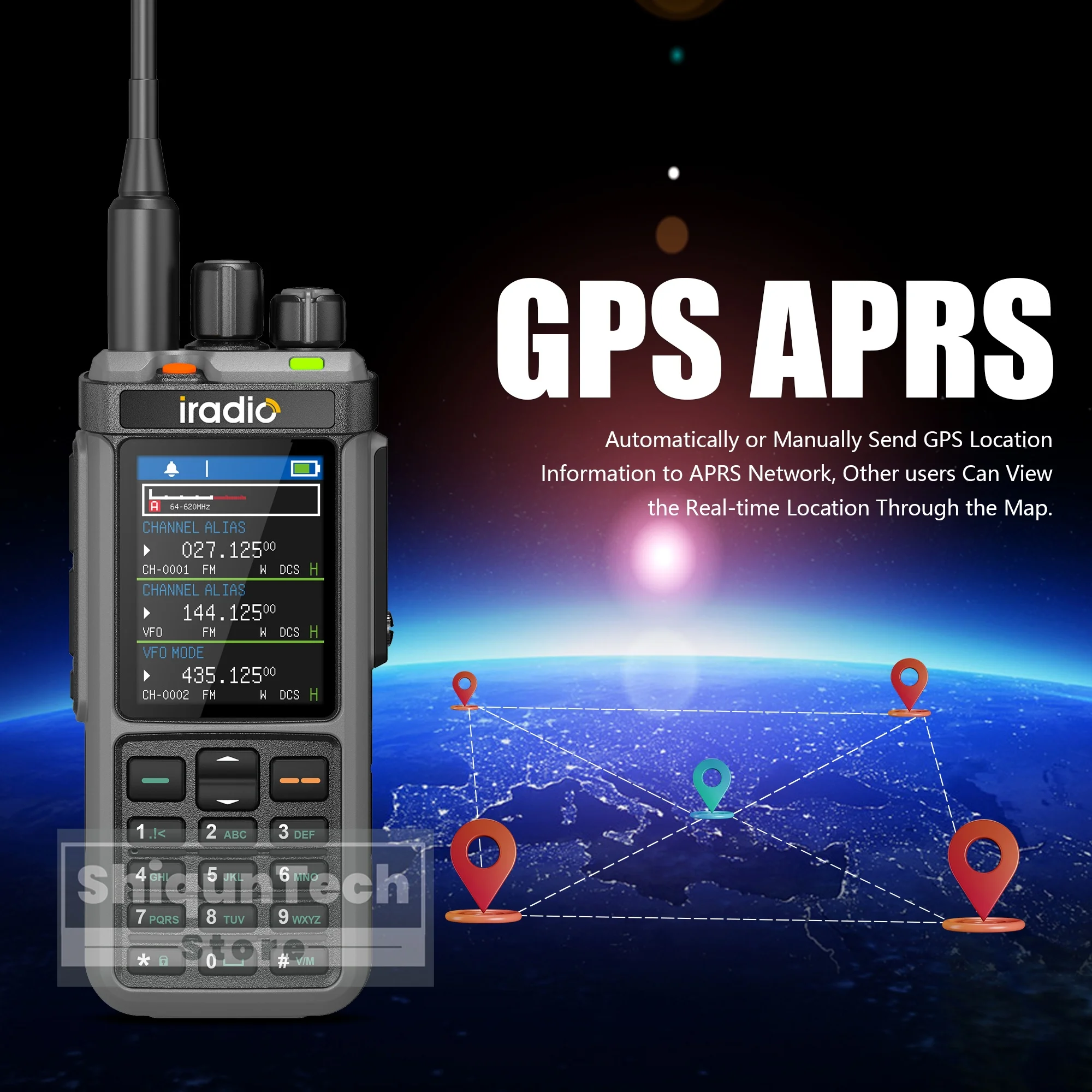 Iradio UV-98 PLUS GPS Air Band 10W جهاز اتصال لاسلكي عبر النطاق مكرر HF AM FM USB LSB CW CB SW MW LW SSB DTMF على الموجات القصيرة HamRadio