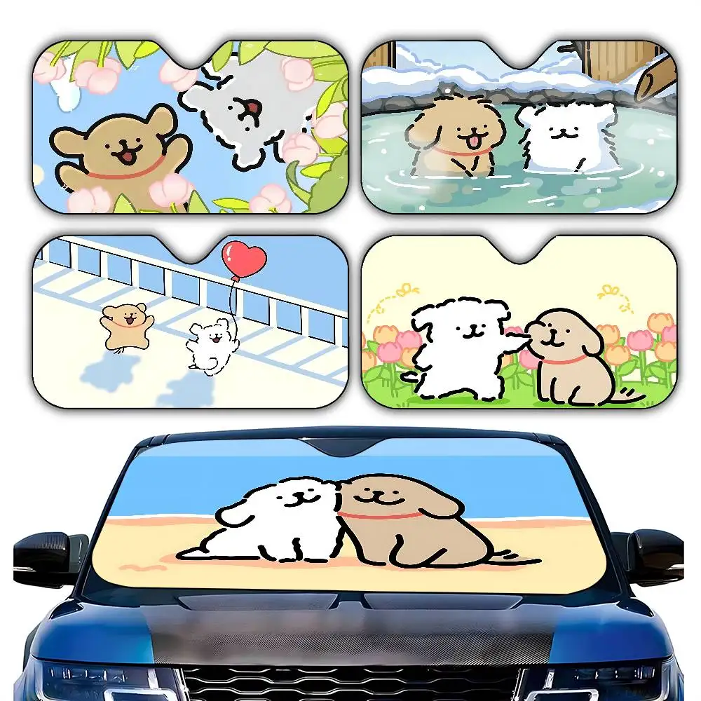 Cute-M-maltese Kawaii Stylish And Trendy Windshield Sunshade, Car Windshield Cover, Car Sunshade Curtain, Car Sun Protection