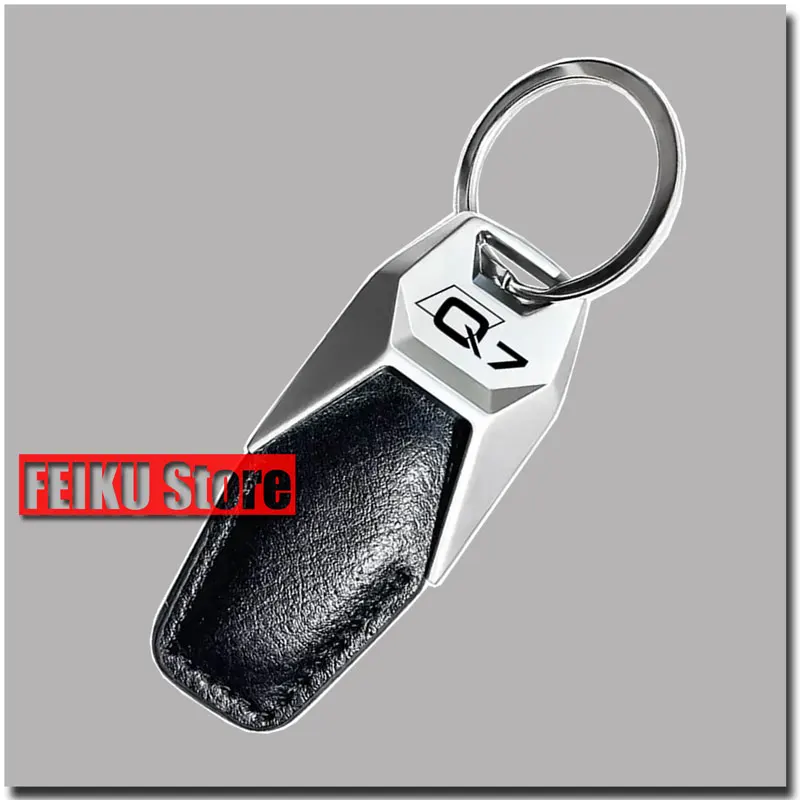 Car Styling Leather Metal Car Keychain Sports Logo Key Pendant For Audi A3 A4 A6 A7 Q3 Q5 Q7 Key Ring Accessories