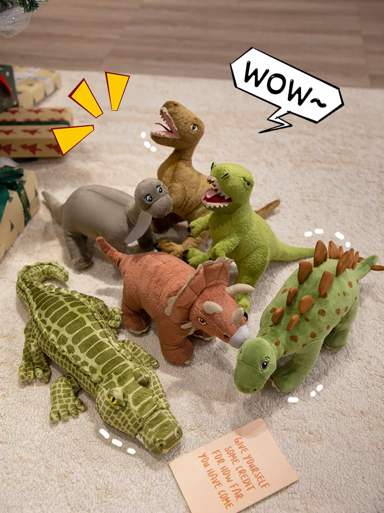 

Realistic Dinosaur Plush Set Triceratops Tyrannosaurus velociraptor Crocodile Stuffed Animal Educational Toy