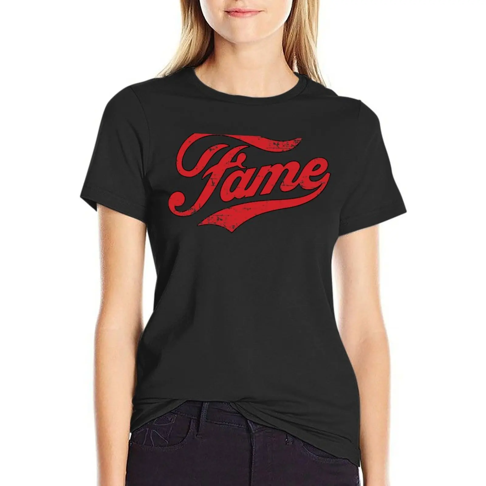 

Fame Retro Vintage Distressed Faded T-Shirt anime clothes vintage Women t shirt