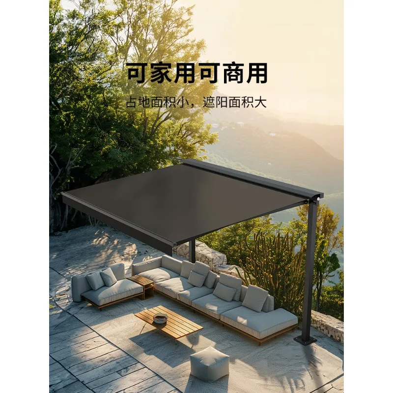 Awning Telescopic canopy Electric balcony Commercial community Cafe Outdoor unilateral column Parking shed