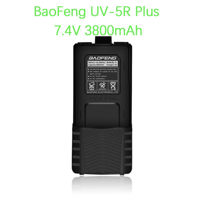 BaoFeng UV-5R Plus 7.4V 3800mAh Rechargeable Battery for UV5RA Radio Accessory UV5RE Walkie Talkie BL-5 Extended Li-Ion Camping