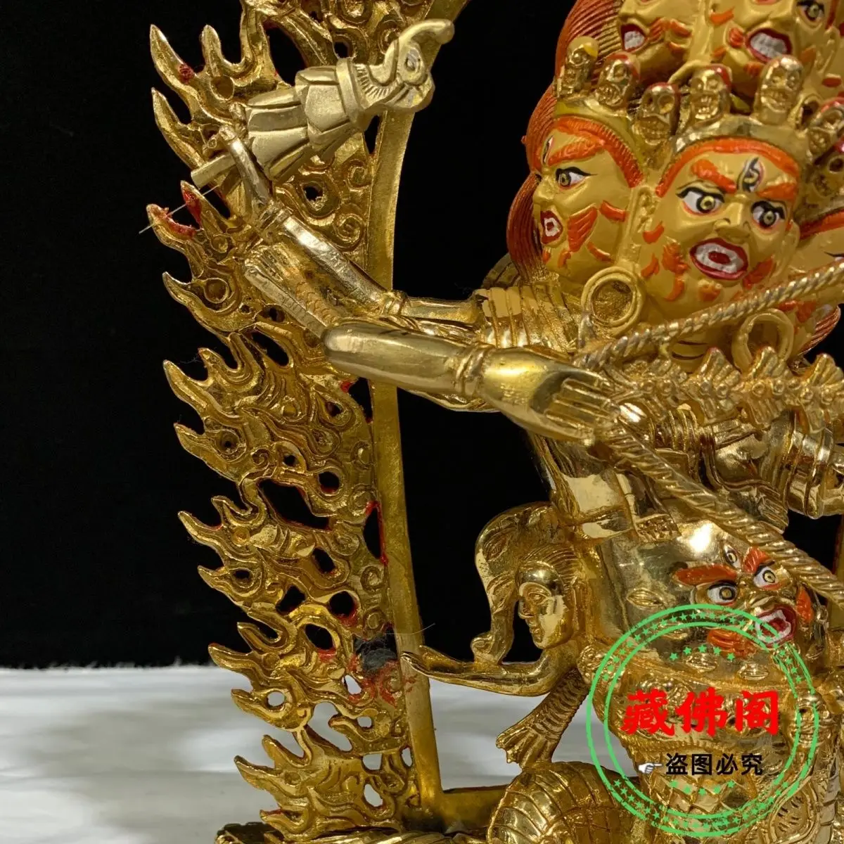 One foot hot, pure copper, exquisite Tibetan Buddha statue, 10 inch gold-plated carving, shop living room decoration