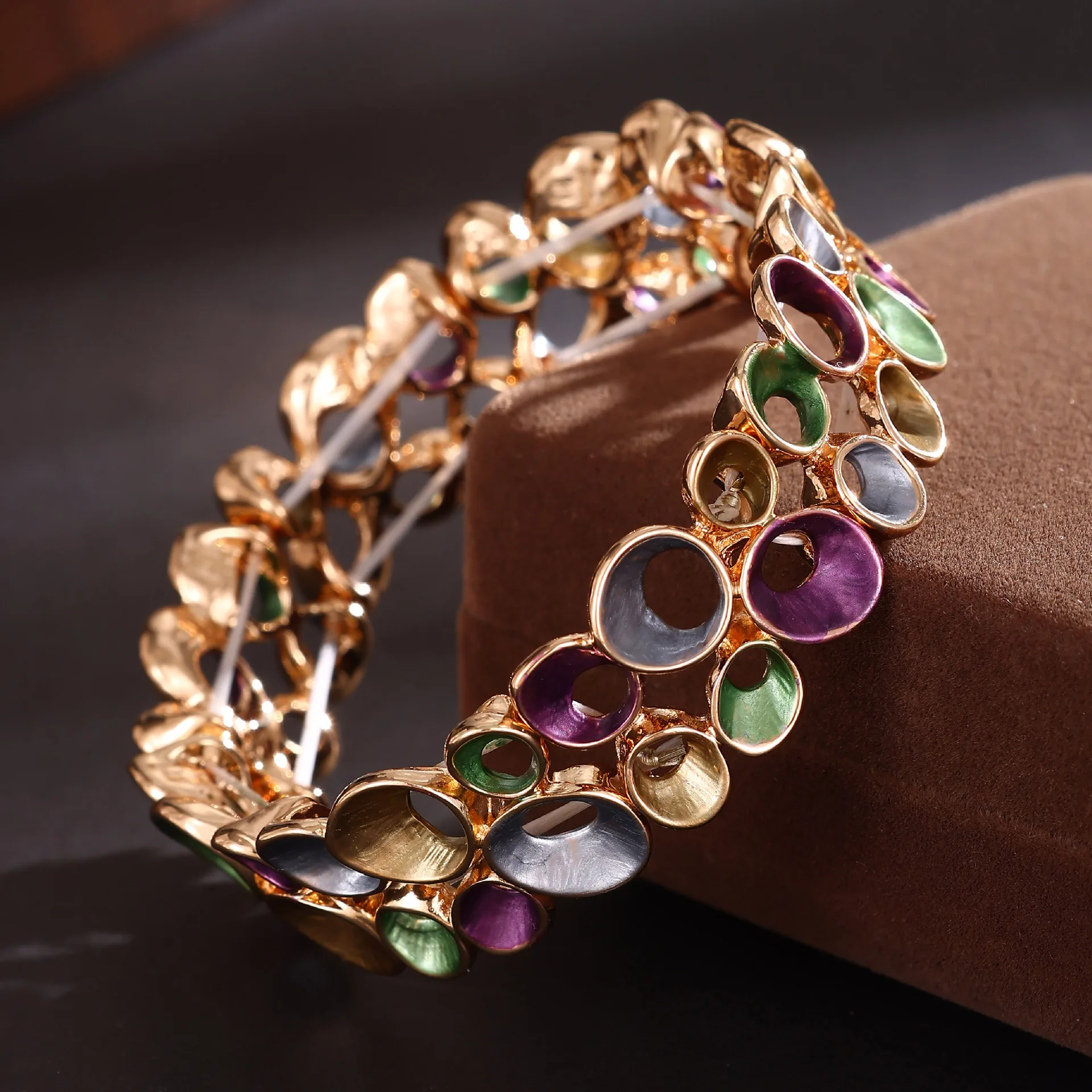 سوار مرن بحلقة مجوفة ذات صف مزدوج من الزيت بلون جديد، سوار نسائي متعدد الاستخدامات عصري وشخصي