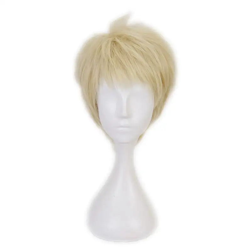 

Anime Haikyu!! Tsukishima Kei Cosplay Wig Pale Gold Short Hair Heat Resistant Synthetic Halloween Party Accessories Props