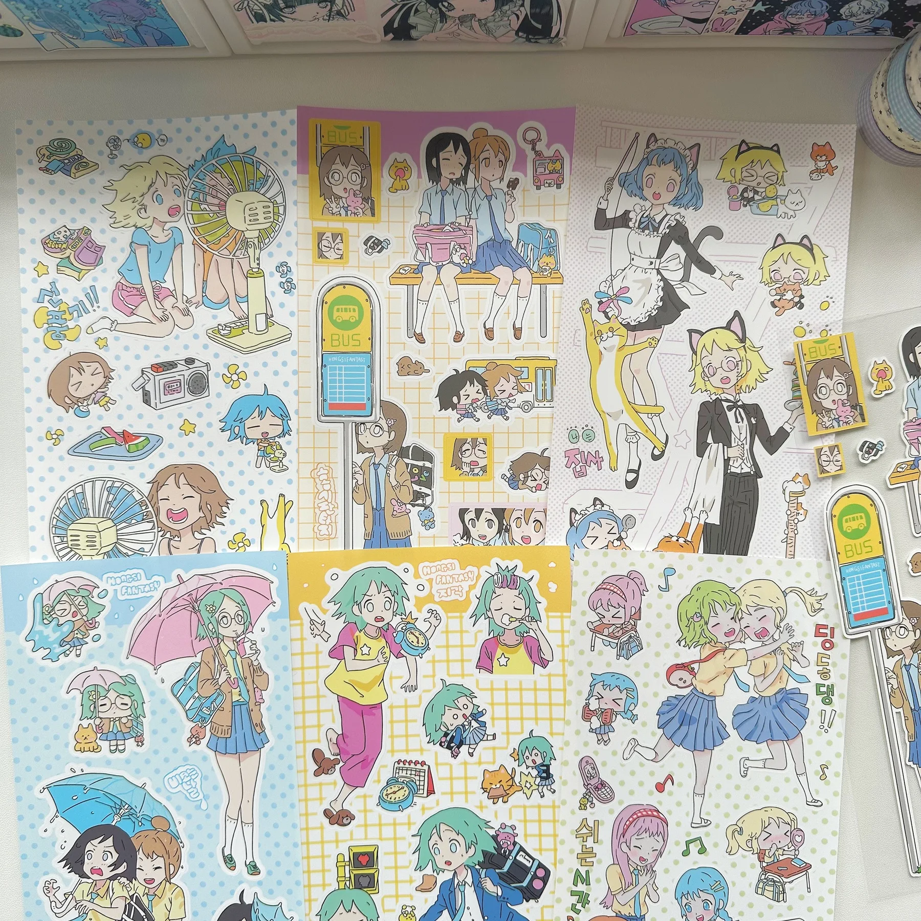 

1/6PCS Korean Cute Graffiti Cartoon Anime Character Sweet Girl Sticker Journal Diary Planner Scrapbook DIY Decorative Stickers