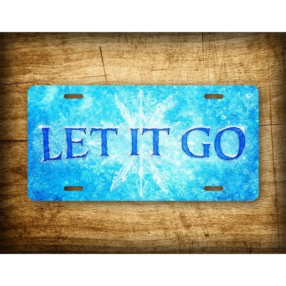 1PC Custom Frozen Ice Theme Metal Sign, Let It Go Slogan, Dustproof Waterproof Wall Decor