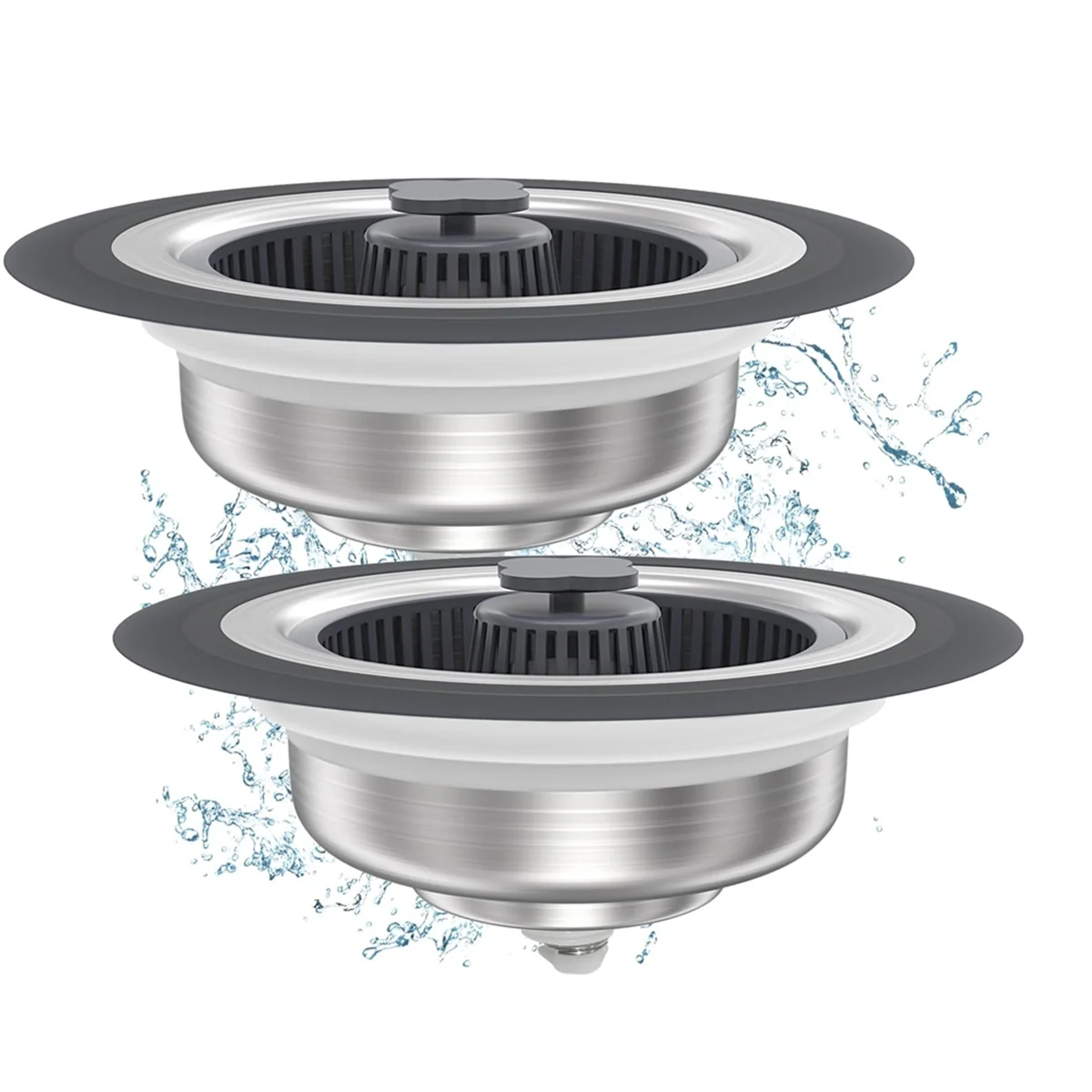 A79I 2 Pack Upgraded 3 in 1 for Kitchen Sink Drain Strainer Stopper Combo, Stainless Steel Basket Filter Sink Strainer