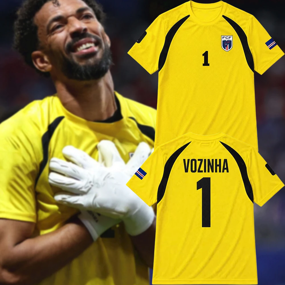 Unisex Kid Cape Verde Goalkeeper Soccer Jersey Short Sleeve Regular Fit Support Fan Shirt for Match Training Summer