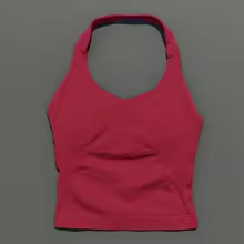 Performance Tank Tops Halters Strappy Seamless Workout Women - Wine Red