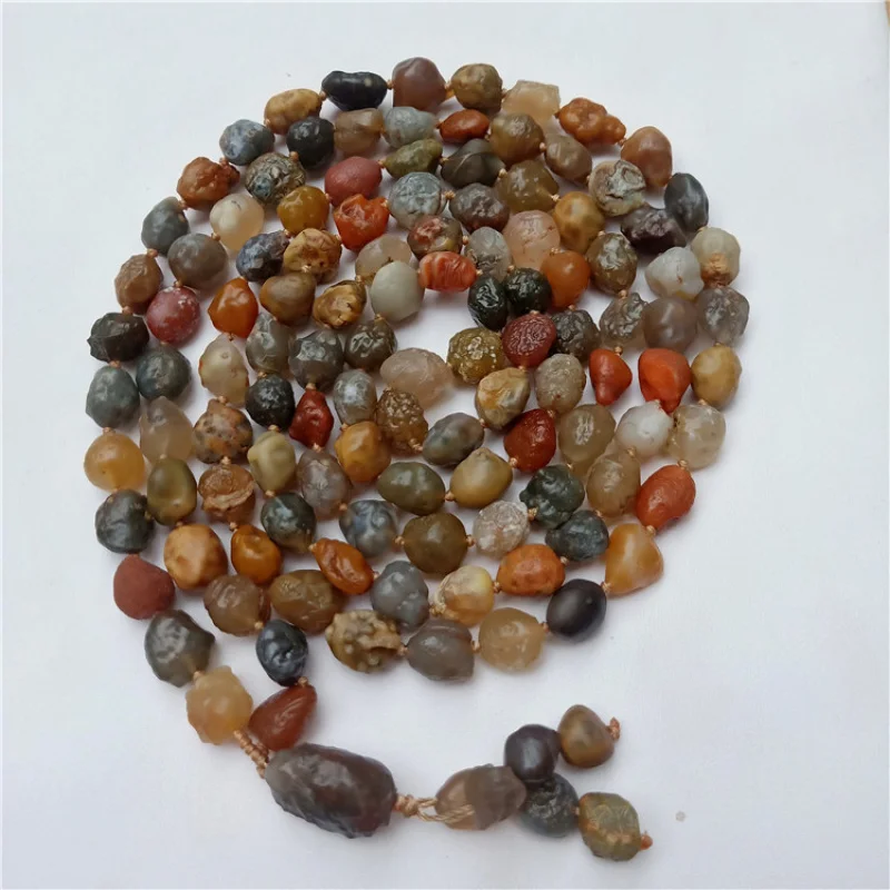 Supply Alashan Gobi Jade Raisin Rough Sugar Heart Agate Tendon Stone 108 Necklace image 2