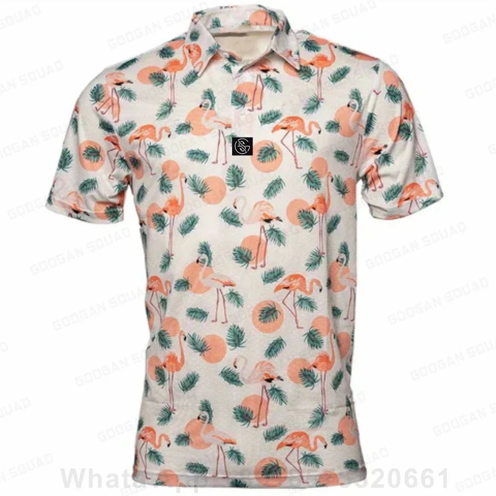 New Summer Golf Men's T-shirt Breathable Polo Shirt Print Casual Short Sleeve Shirt Fashion Lapel Buttons Sports Polo T-shirt