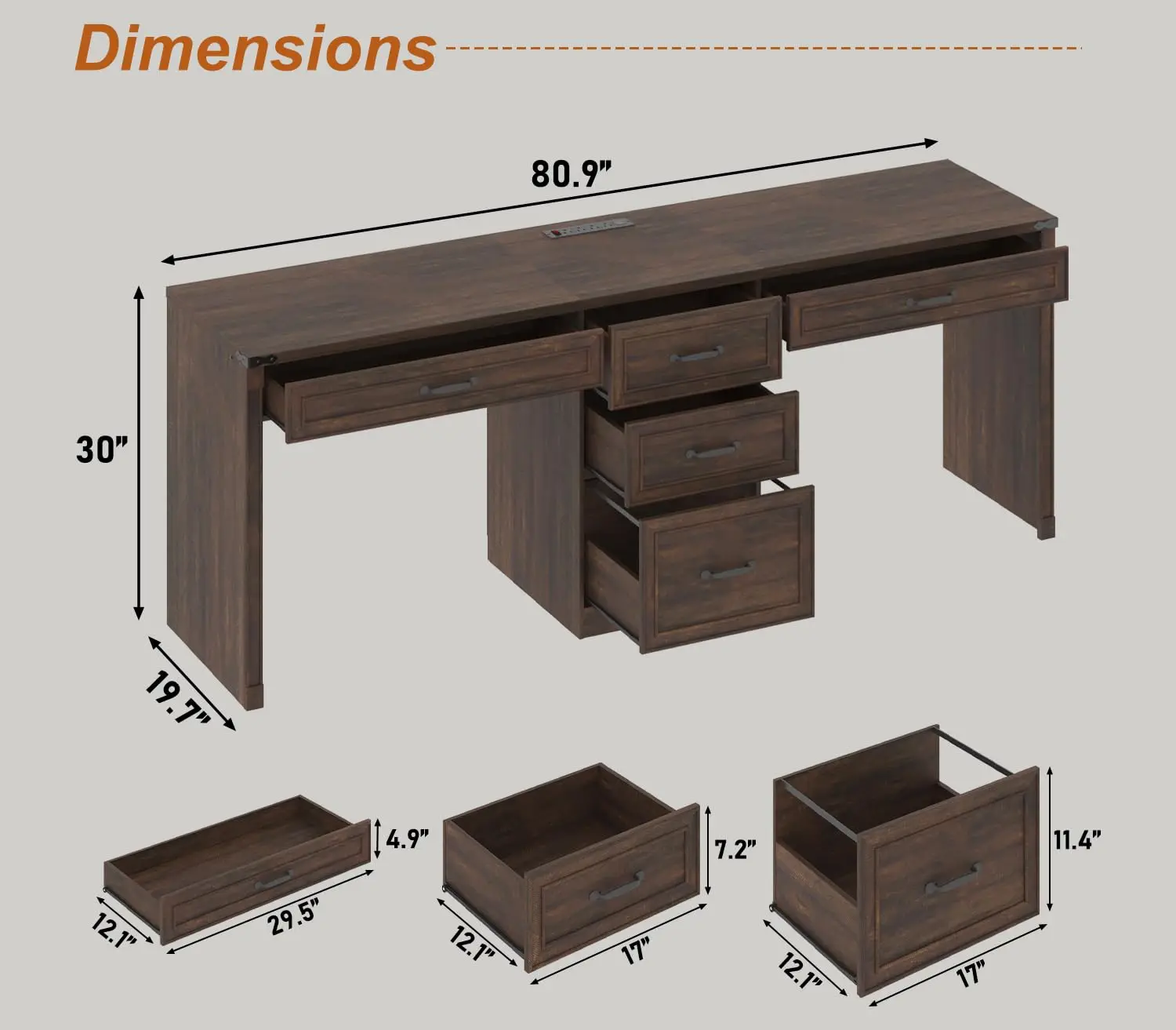 Two Person Desk 5 Drawers Power Outlet 81