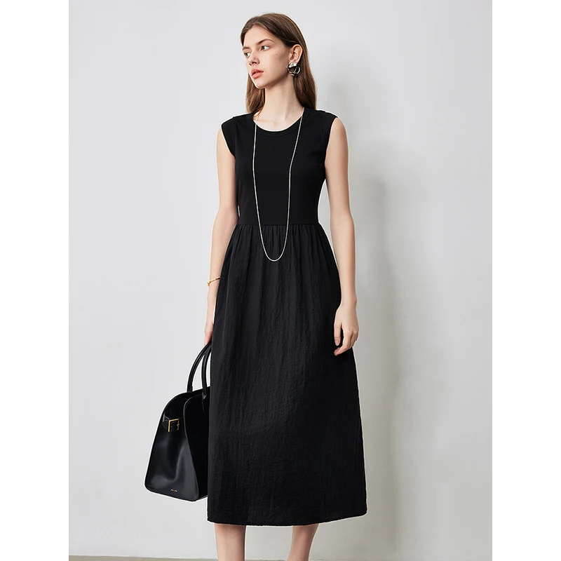 Robe de soirée noire, nouvelle collection été 2024, robe en fibre, coupe cintrée, couleur unie, longueur maxi, tenue de fête