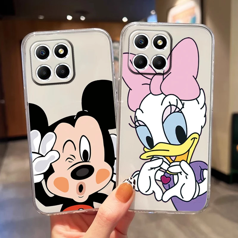 For Honor X8 4G X8 5G Phone Cases Donald Duck Mickey Minnie Anime Cover For Honor X8 Shockproof Transparent Protective TPU Shell