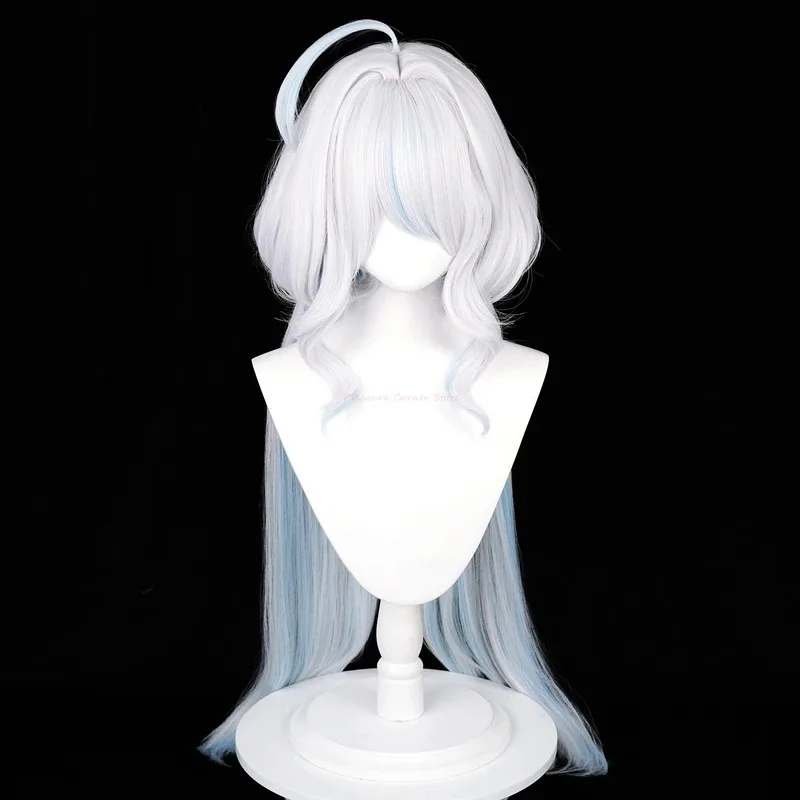 Genshin Impact Focalors Cosplay Wig Long Silver White Blue Wig Cosplay Anime Cosplay Wigs Heat Resistant Furina Focalors Wigs