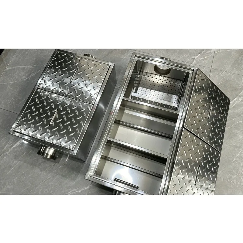 Stainless steel buried grease trap catering hotel trench oil-water separator