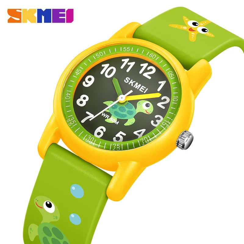 SKMEI Sport Children Watch Soft Strap Cartoon Dial Quartz Wristwatch Kids Watches Waterproof Time Casual Bracelet for Gift