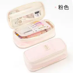 Students Simple Large Capacity Pencil Case Canvas Pencil Bag School Stationery Storage Bag Girls Pen Case Student Stationery