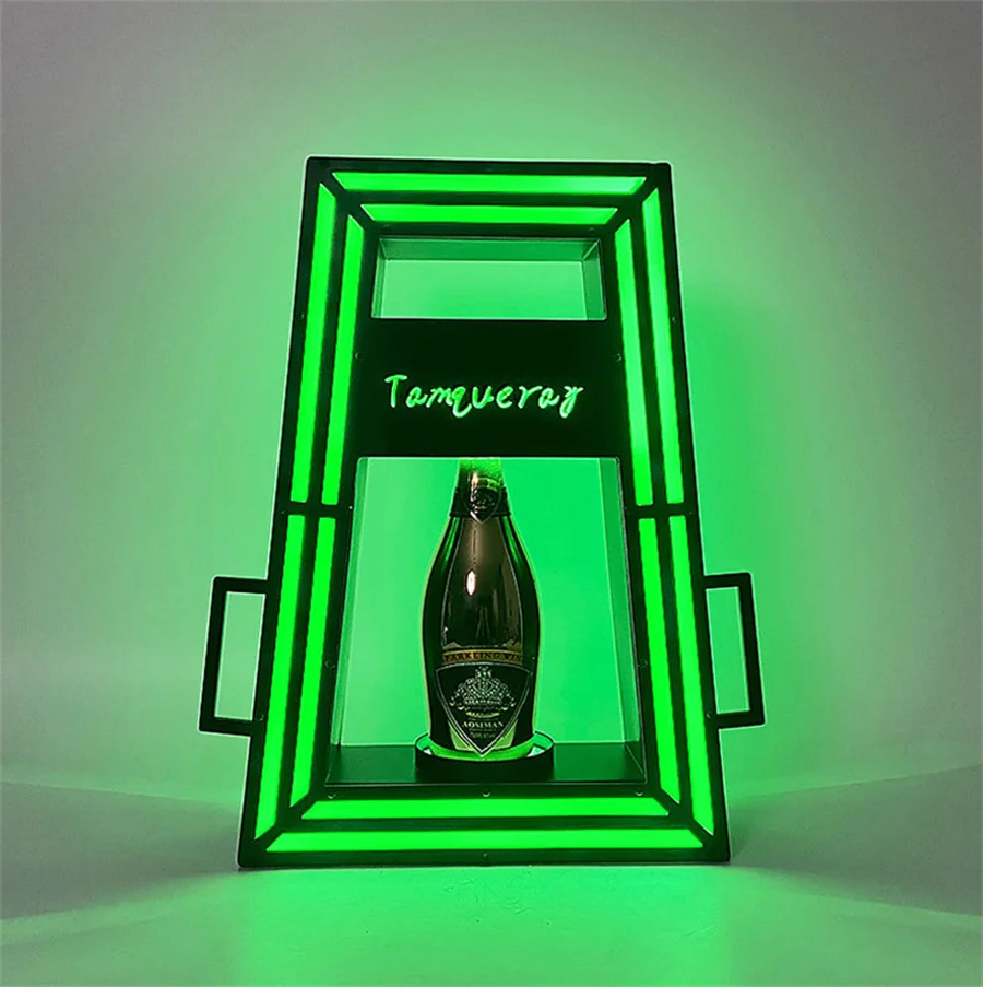 Metal Luxury Illuminated Wine Holder Display Rack Champagne Bottle Prensenter Wine Bottle Glorifier Display for Bar Club