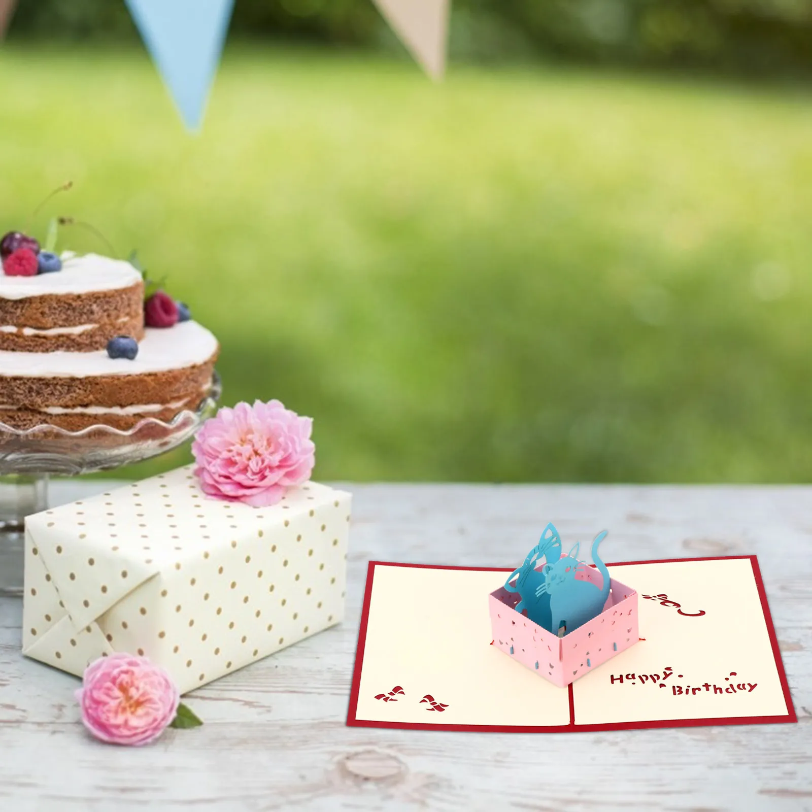 

1Pcs 3D Cat Pop-Up Greeting Cards Birthday Blessing Cards Handmade Exquisite Paper Craft Decorative Gift for Friends Family