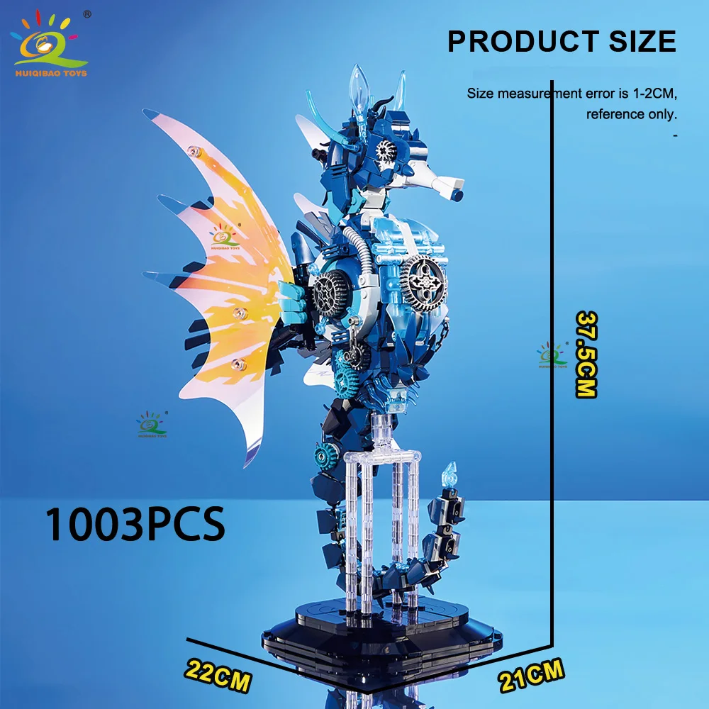 HUIQIBAO MOC Technicial Seahorse Model Building Block Machinery Marine Series Brick Construction Toy For Children Home Decortion