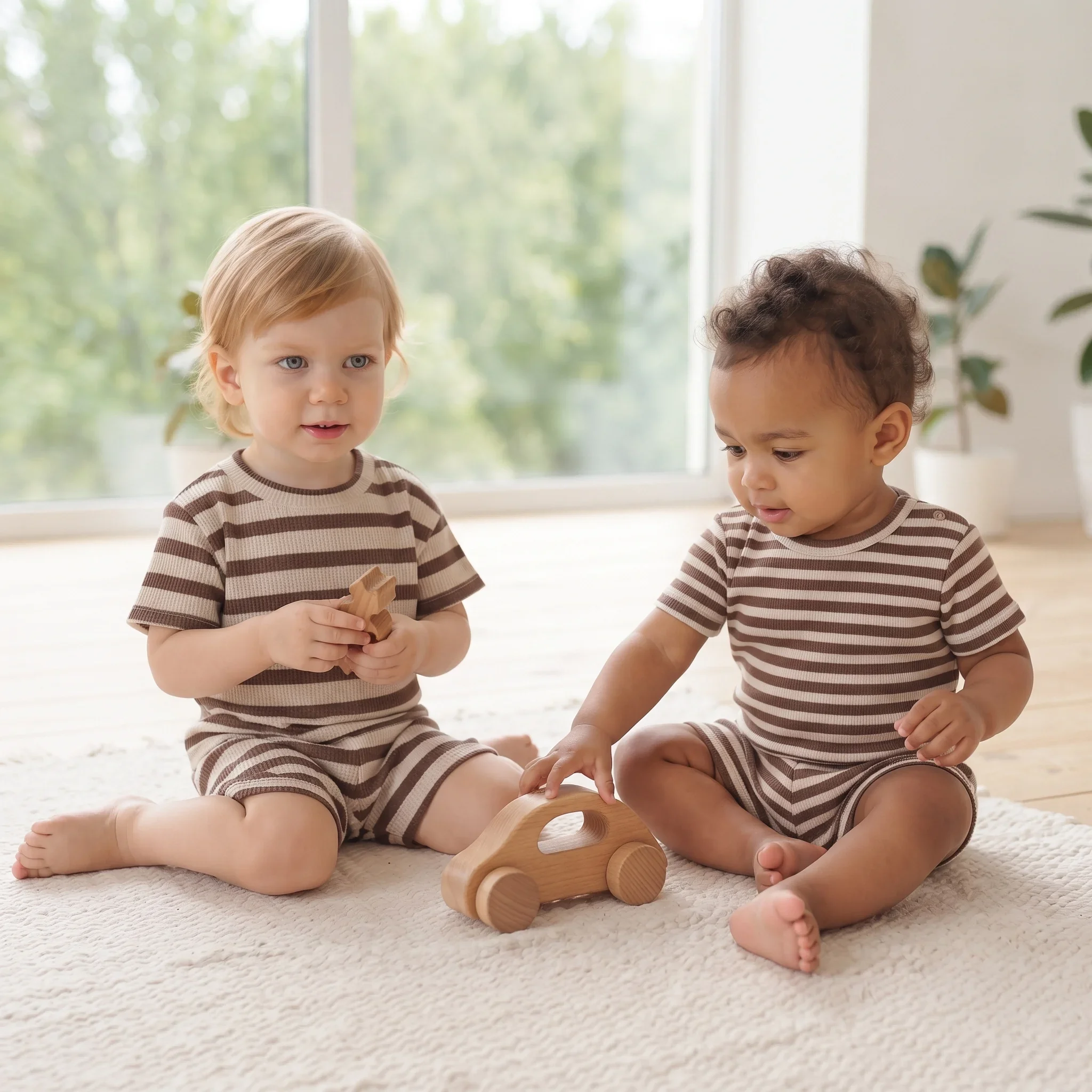 2PCS New Stripe Short Sleeve T-shirt + Shorts Clothing Sets Summer Casual Style Baby Boys Girls Children's Clothes Suit 0-3Y