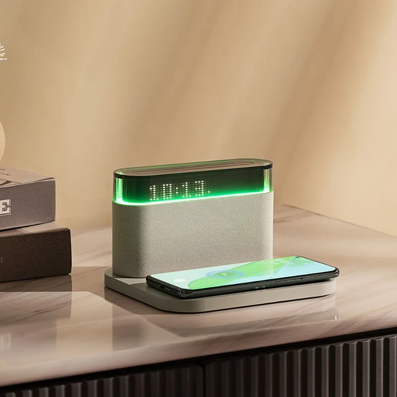 5 In 1 Bluetooth Speaker, Digital Alarm Clock RGB Night Light, Multifunctional Bedside Audio For Home Office Gift