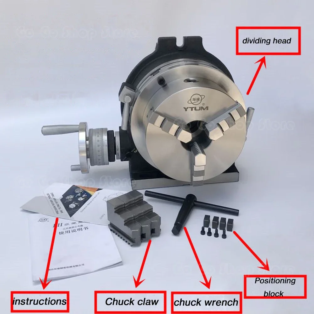 4 inch 3/4 Jaw Chuck Milling Machine Indexing Rotary Chuck Dividing Head Indexing Head Universal Indexing Plate Drilling Milling