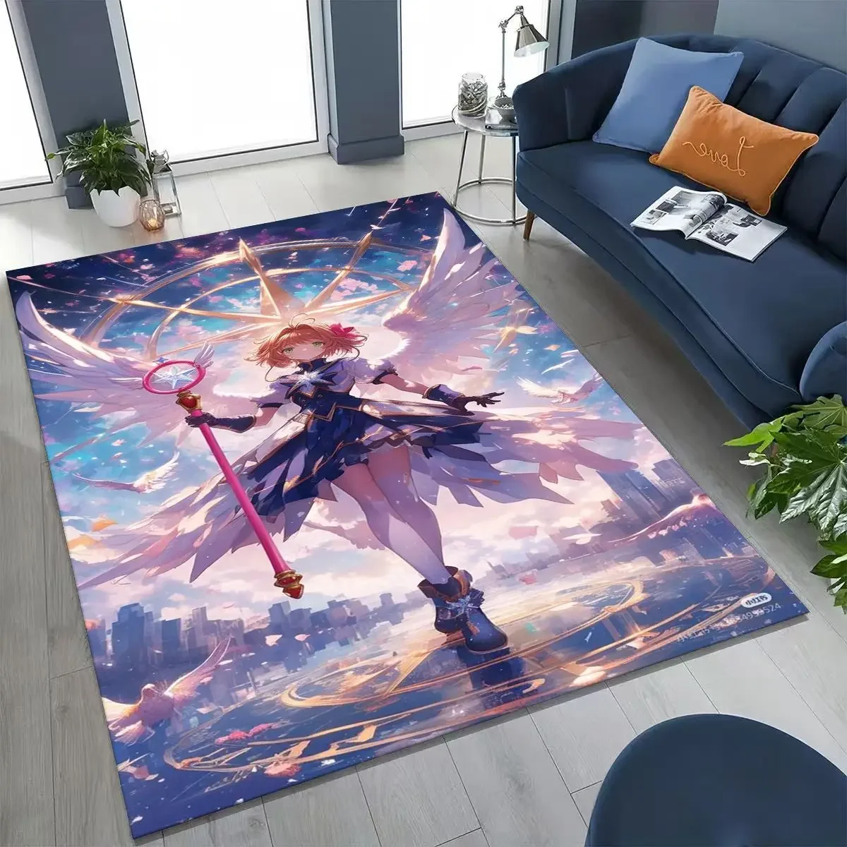 Cute Cartoon Card Captor Sakura Magic Girl Anime Art Rug for Bedroom Living Room Sofa Home Doormat Decor,Kids Non-slip Floor Mat
