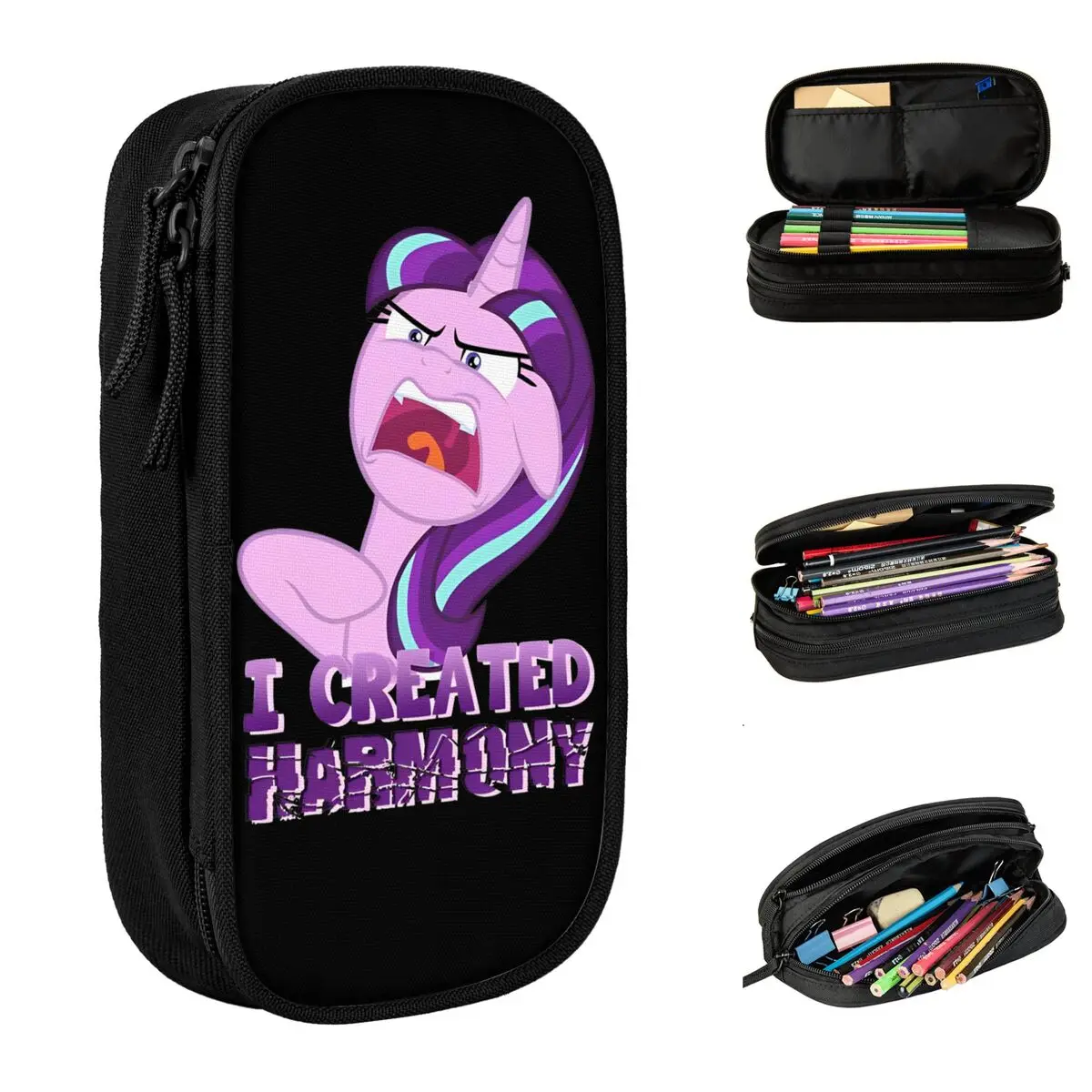 New STARLIGHT GLIMMER - HARMONY Pencil Case Ponies friendship is magic Pencil Box Pen Box Large Storage Bags Zipper Accessories