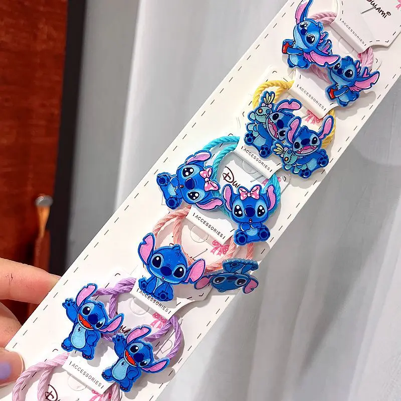 Disney Anime Lilo & Stitch Hairpin Lovely Cartoon Rubber Band Hair Accessoires Girl Trendy Fashion Accessories Birthday Gifts