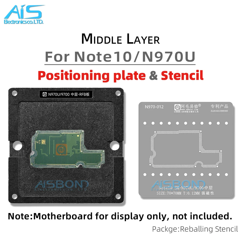 Amaoe BGA Middle Layer Reballing Stencil Template Station For Samsung Note10 N970U N9700 Solder Tin Planting Net