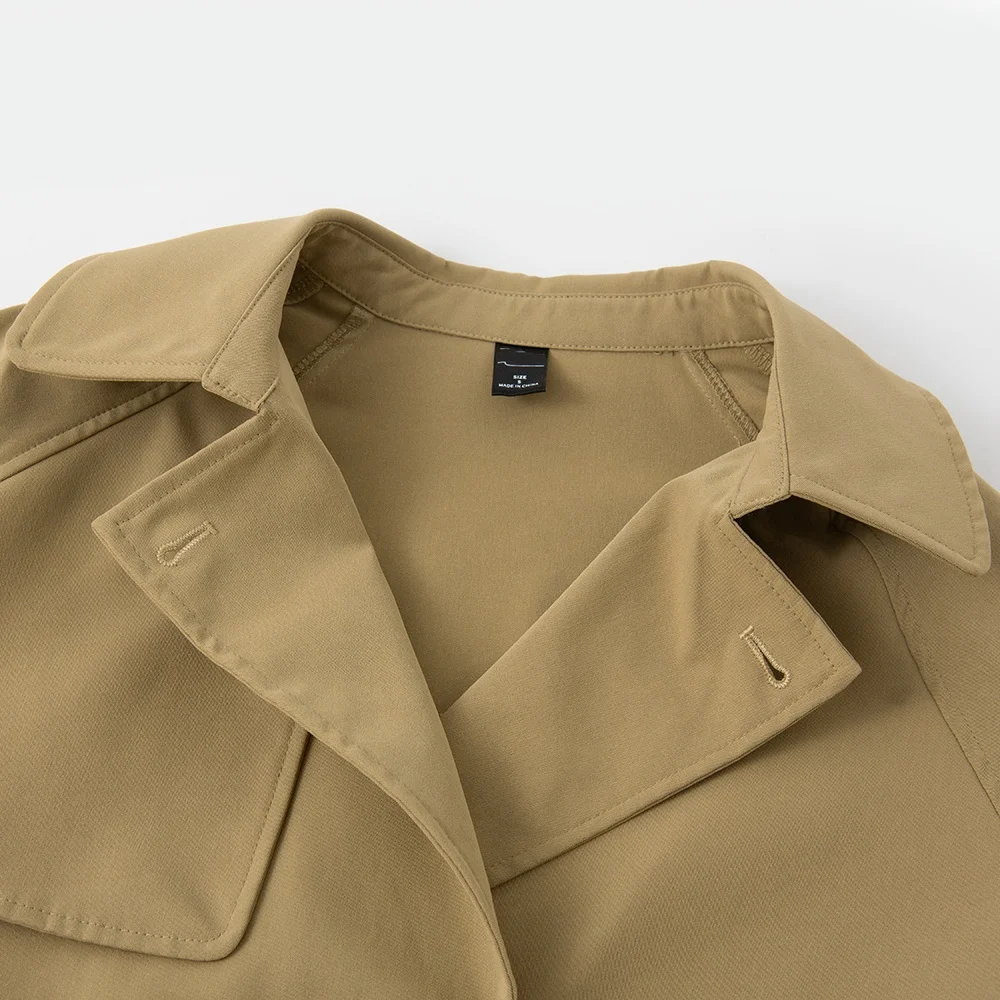 Nieuwe Stijl Damesjas Superieure Kwaliteit Korte Windjack Houden Warme Effen Kleur Turn-Down Kraag Meisje Tops Klassieke Trenchcoat