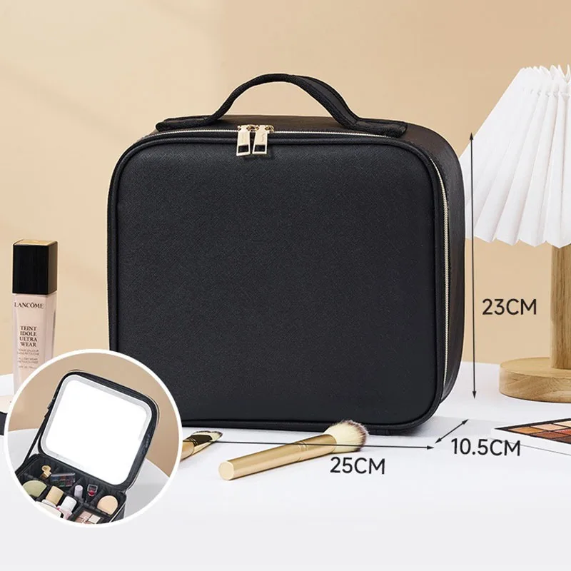 LED Cosmetic Case with Lights and Mirror Cosmetic Bag Large Capacity Premium Feeling Cosmetic Bag Luxury makeup bag