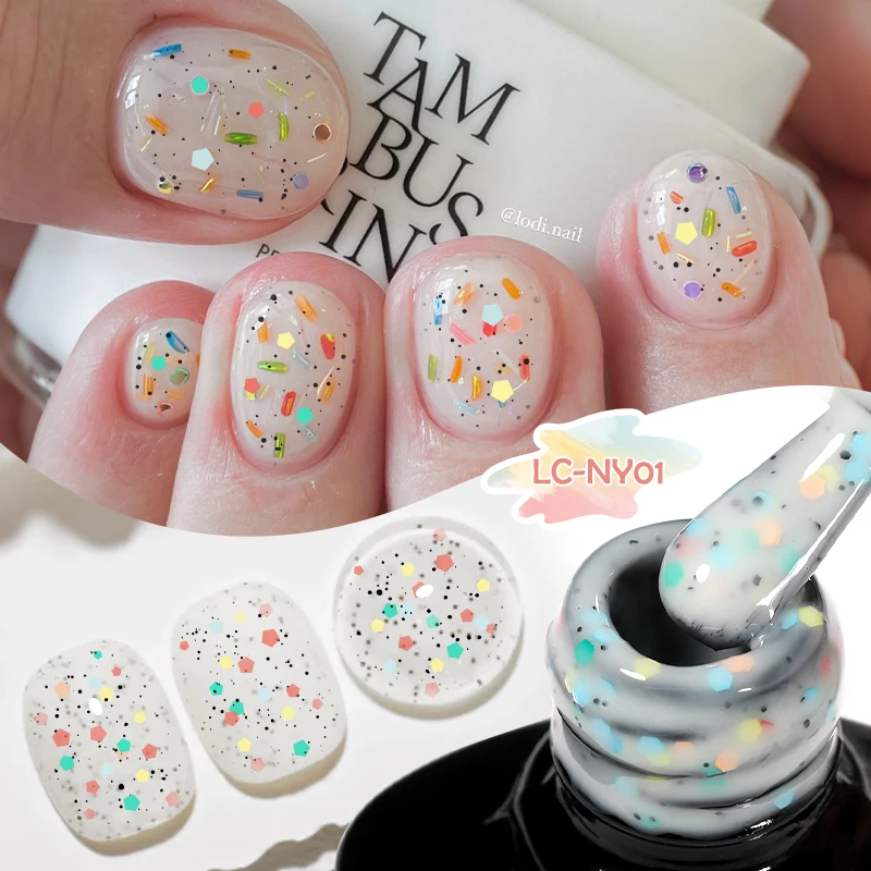 LILYCUTE 7ml Macaron Cream Gel Nail Polish Glitter Sequins Nail Art Hybrid Varnish Semi Permanant Soak Off UV Gel Nail Supplies