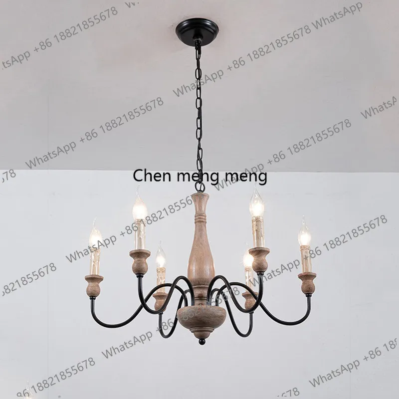 American retro chandelier wrought iron restaurant lamp living room creative French bed and breakfast bedroom lamp