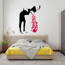 Banksy Love Sick Girl with Hearts Wall Decal Urban Street Art Graffiti Funny Hipster Spit Decor Cut Sticker Mural Custom G119