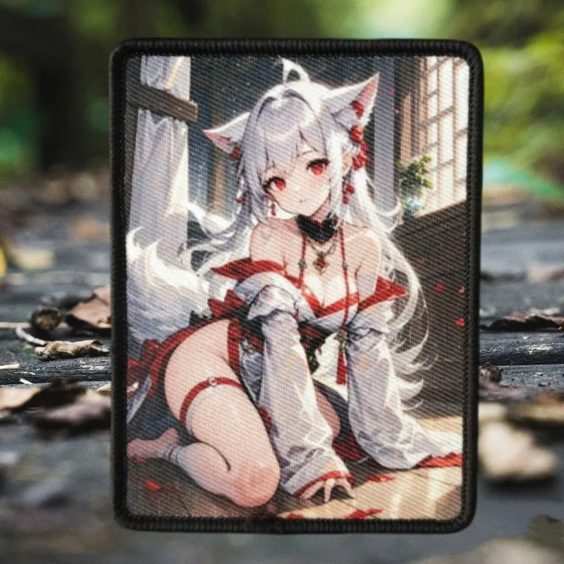 Foxgirls taktischer Aufnäher, Anime-Moral-Abzeichen, Armband, für Kleidung, Hüte, Rucksäcke, taktische Ausrüstung, Klettverschluss