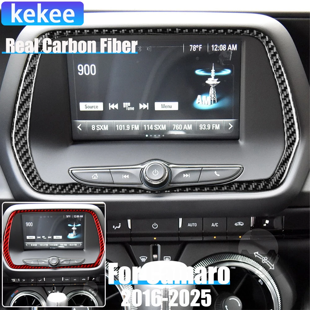 

Real Carbon Fiber Car Accessories Center Console Frame Decorative Trim Cover Soft Sticker For Chevrolet Camaro 6th Gen 2016-2025