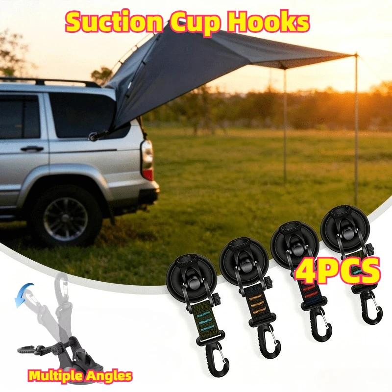 2/4Pcs RV Suction Hooks Bathroom Suction Cup Hook Car Tent Suction Cup Buckles Side Awning Anchor Hooks Durable Secure Fasteners