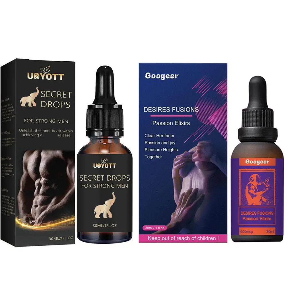 Gouttes secrètes pour hommes et femmes, Happy Drops, Desires Fuvoltage Passion, Liquide améliorant la sensibilité et la durabilité, Plus de plaisir, 2 pièces